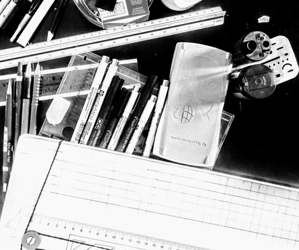 Φωτογραφία με σχεδιαστικό εξοπλισμό.